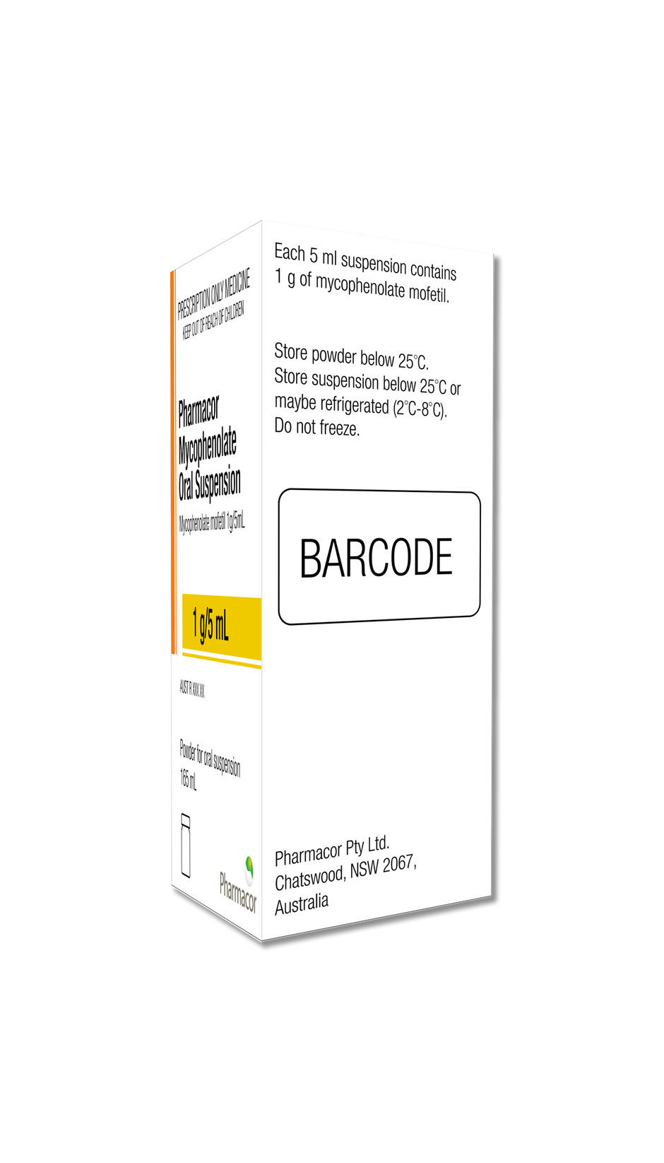 Pharmacor Mycophenolate Oral Suspension x 1 (1 unit – 165mL)