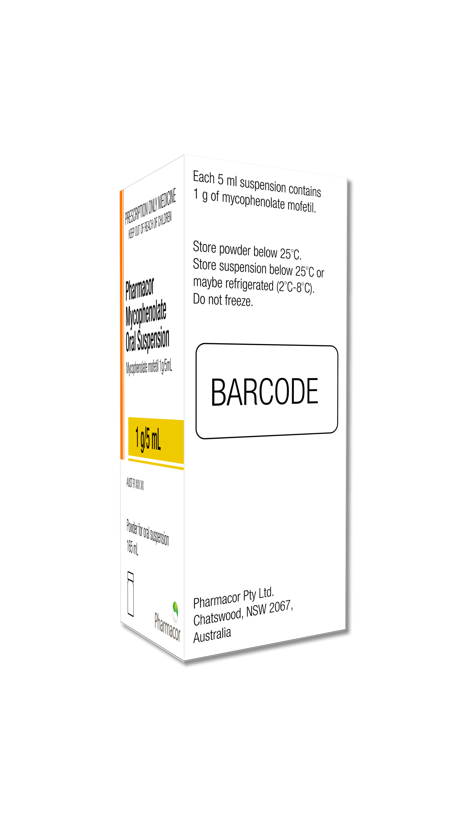 Pharmacor Mycophenolate Oral Suspension x 1 (1 unit – 165mL)